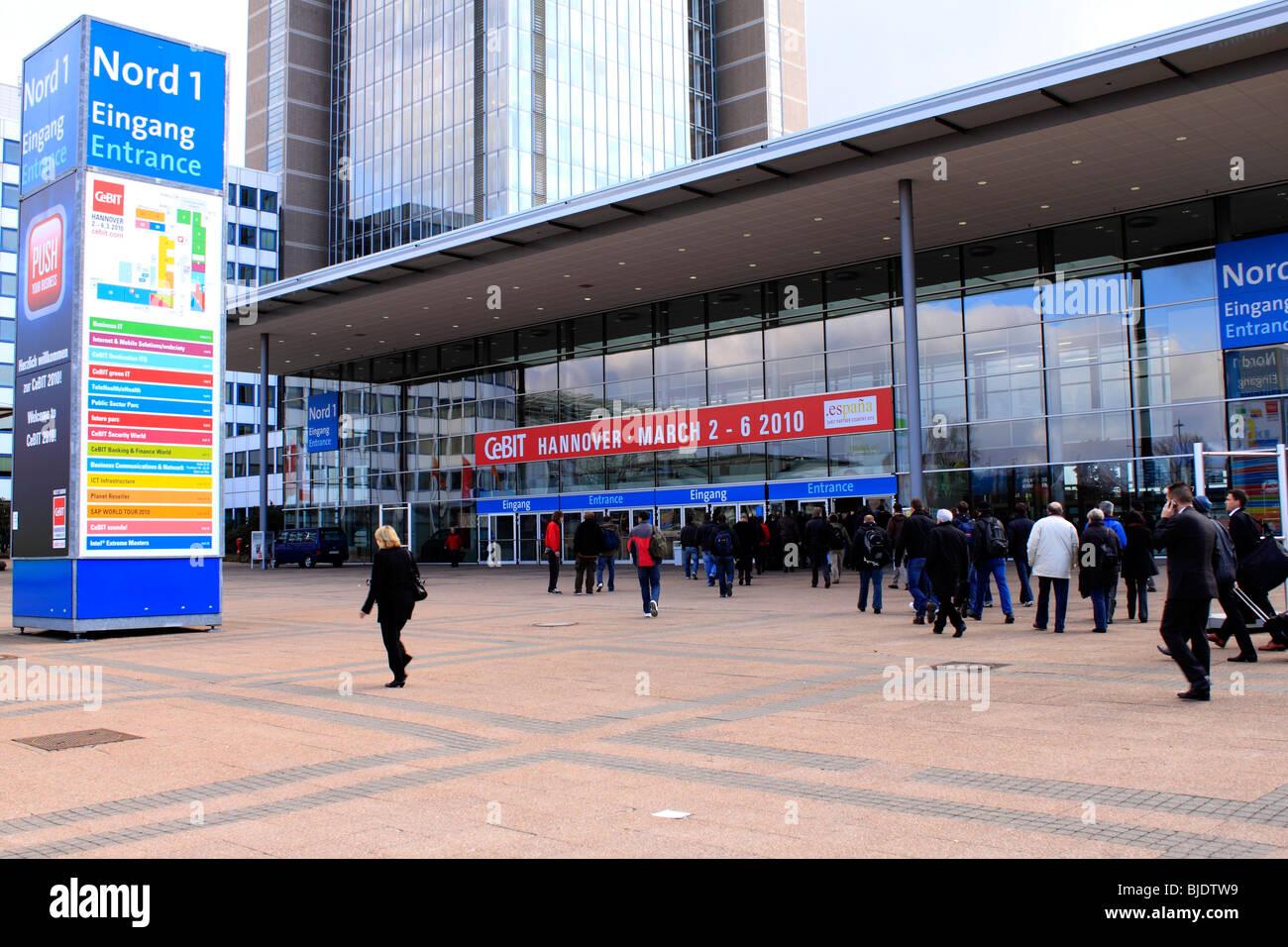 CeBIT 2010, world`s largest computer expo, entrance Nord 1. Federal Republic of Germany, Lower Saxony, Hanover, the CeBit Stock Photo